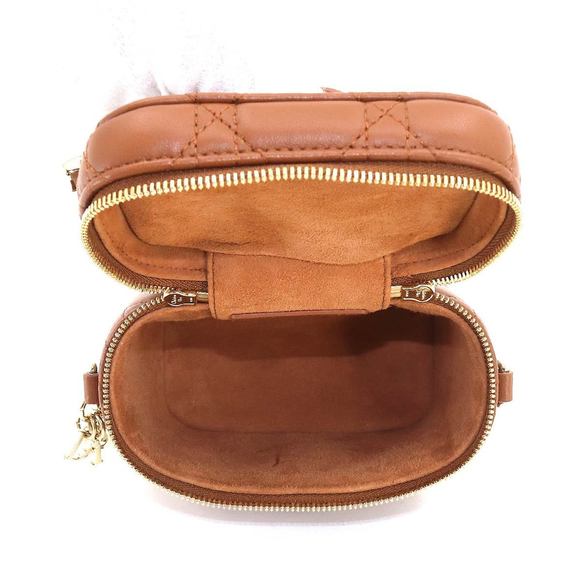 CHRISTIAN DIOR Lady Micro Vanity 2way Hand Shoulder Bag Leather Brown Case - Picture 6 of 10